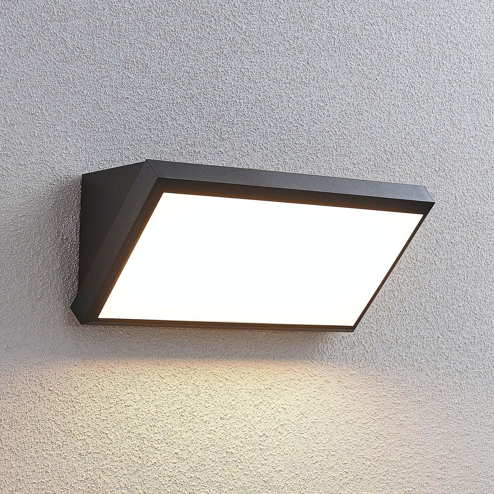 Abby Aplique de Pared Exterior w/Sensor Dark Grey/White - Lindby - Balcón - Moderno - Plástico - Angular