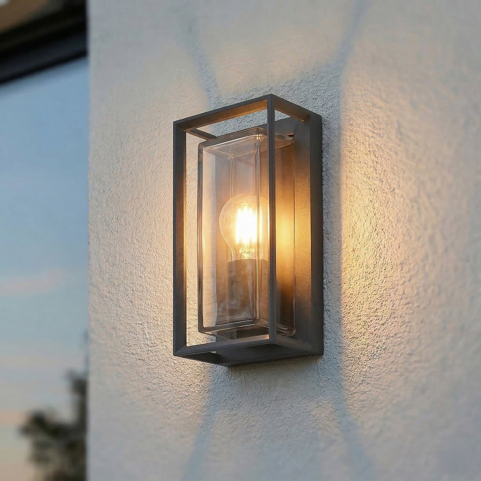 Aplique de exterior Ismera, 25 cm, antracita, sensor - Arcchio - Terraza - Moderno - Aluminio - Angular