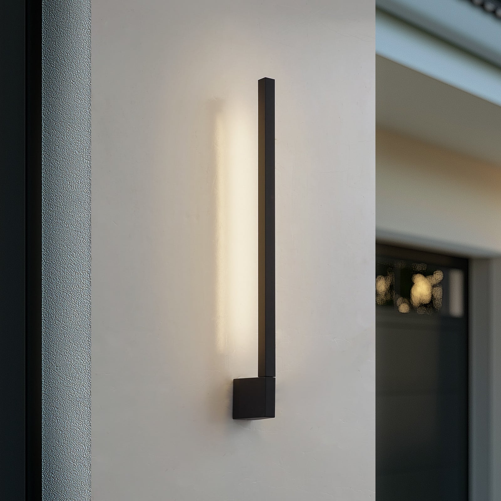 Aplique de pared LED Neano, 60 cm, negro, metal, IP54 - Lindby - Balcón - Moderno - Aluminio - De superficie