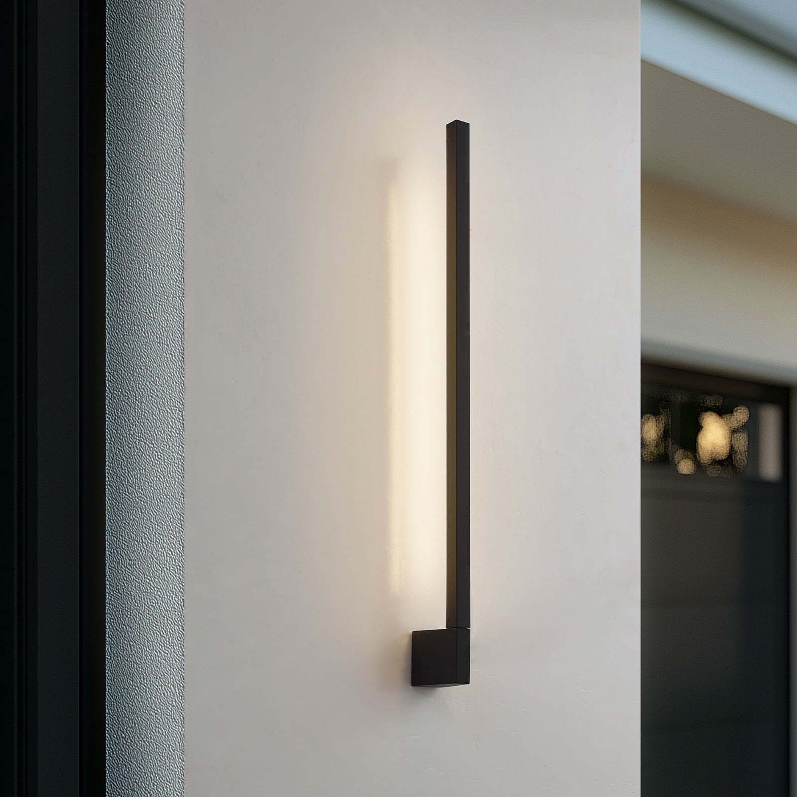 Aplique de pared LED Neano, 80 cm, negro, metal, IP54 - Lindby - Balcón - Moderno - Aluminio - De superficie