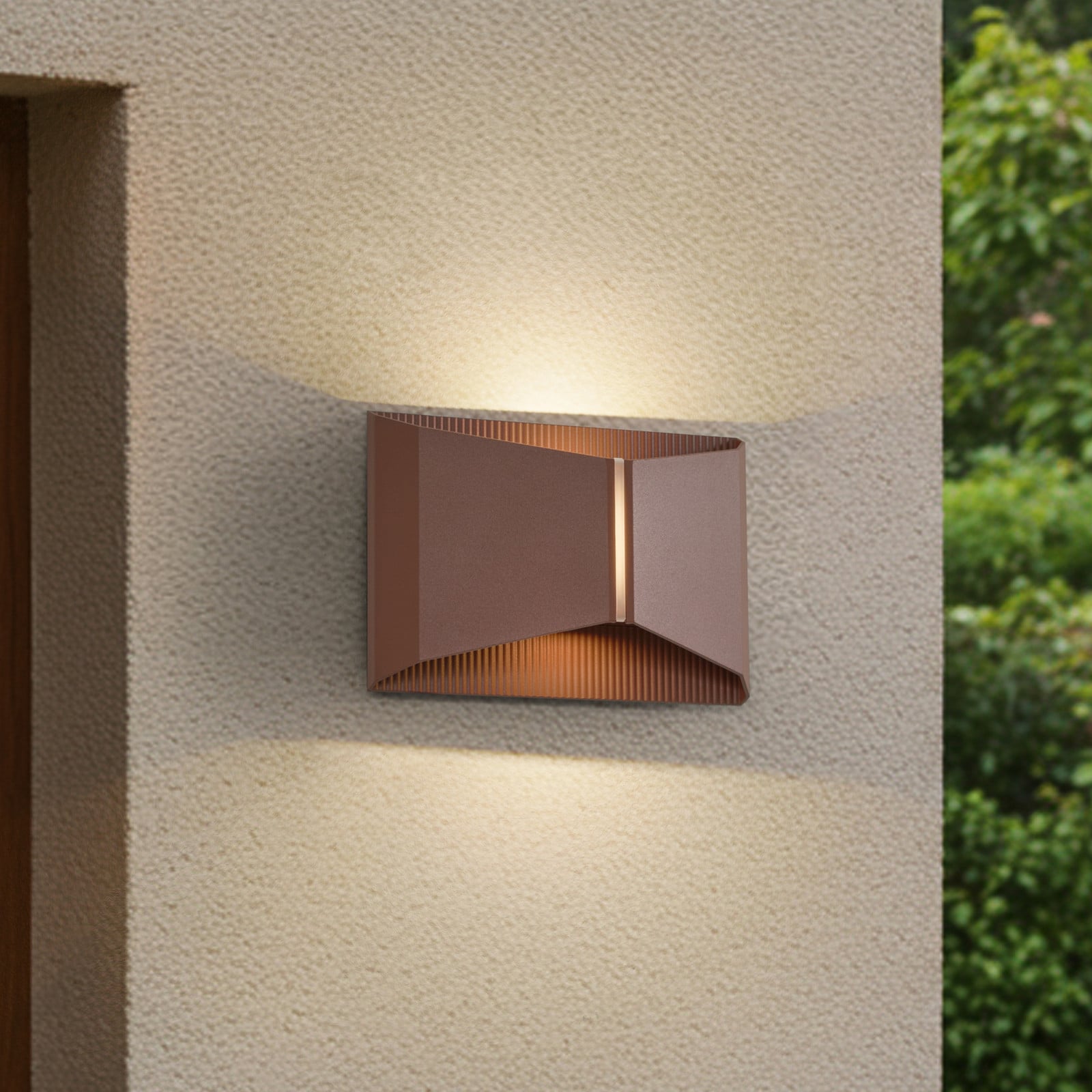 Aplique LED para exterior Anlira, arriba y abajo, marrón, IP65 - Lindby - Terraza - Moderno - Metal - Angular