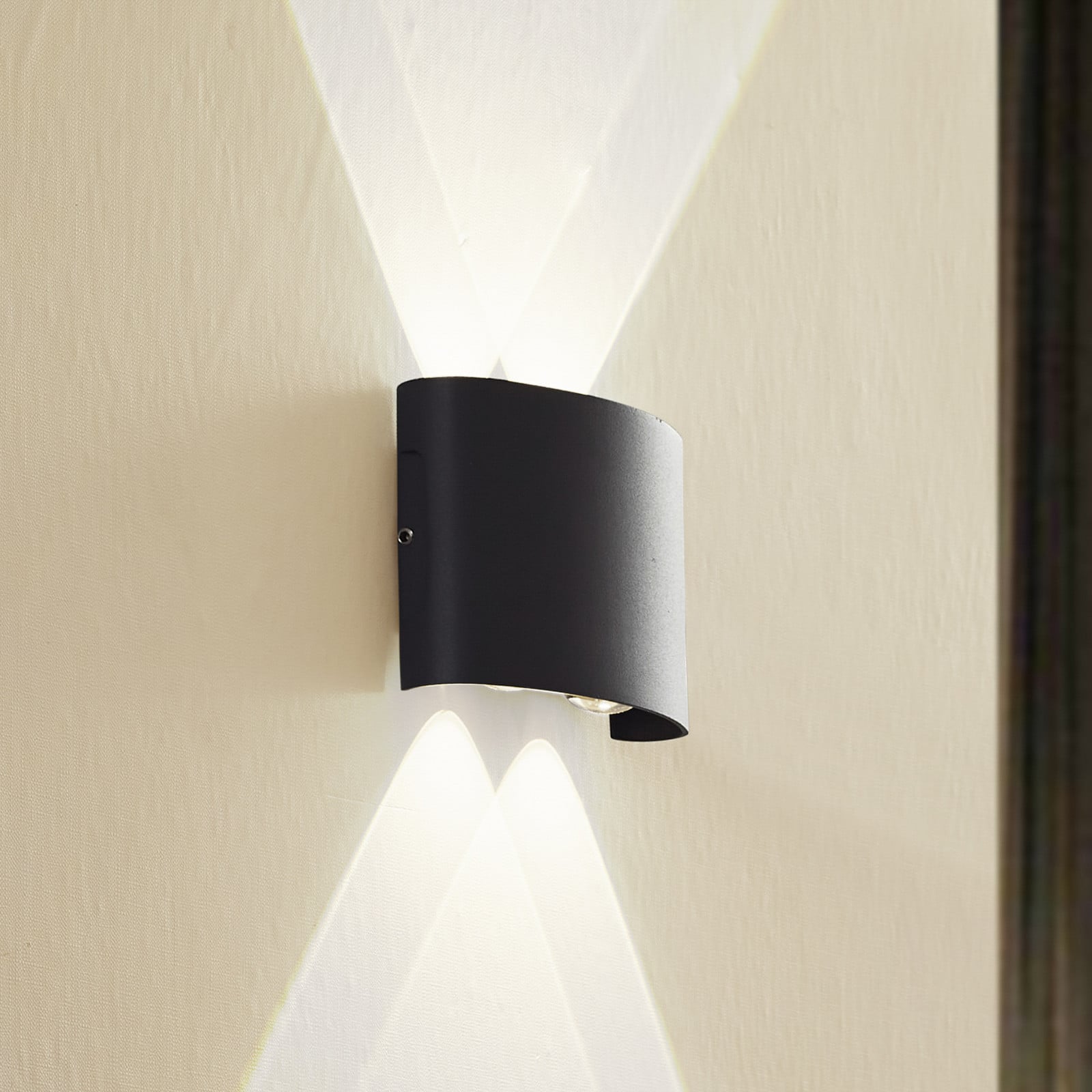 Aplique LED para exterior Ithan, de 2 luces, antracita, 12 cm - Lindby - Terraza - Moderno - Aluminio - Angular