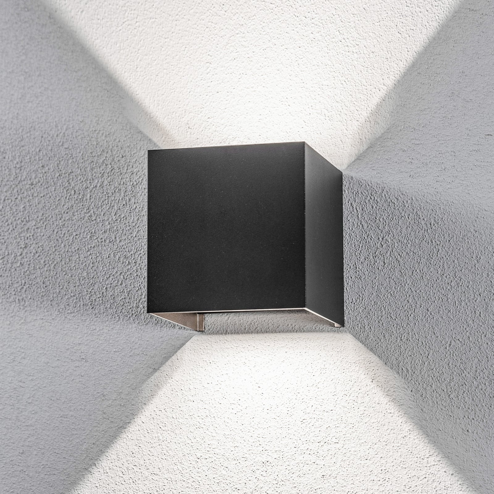 Aplique LED para exterior Nivar Square, color negro - Lindby - Balcón - Moderno - Metal - Angular