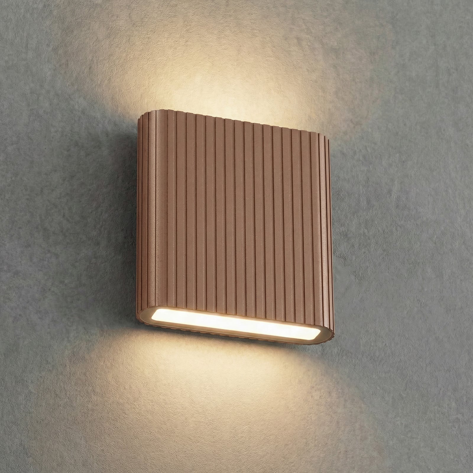 Aplique LED para exterior Raija, marrón oscuro, 19 cm, CCT - Lucande - Moderno - Aluminio - Angular