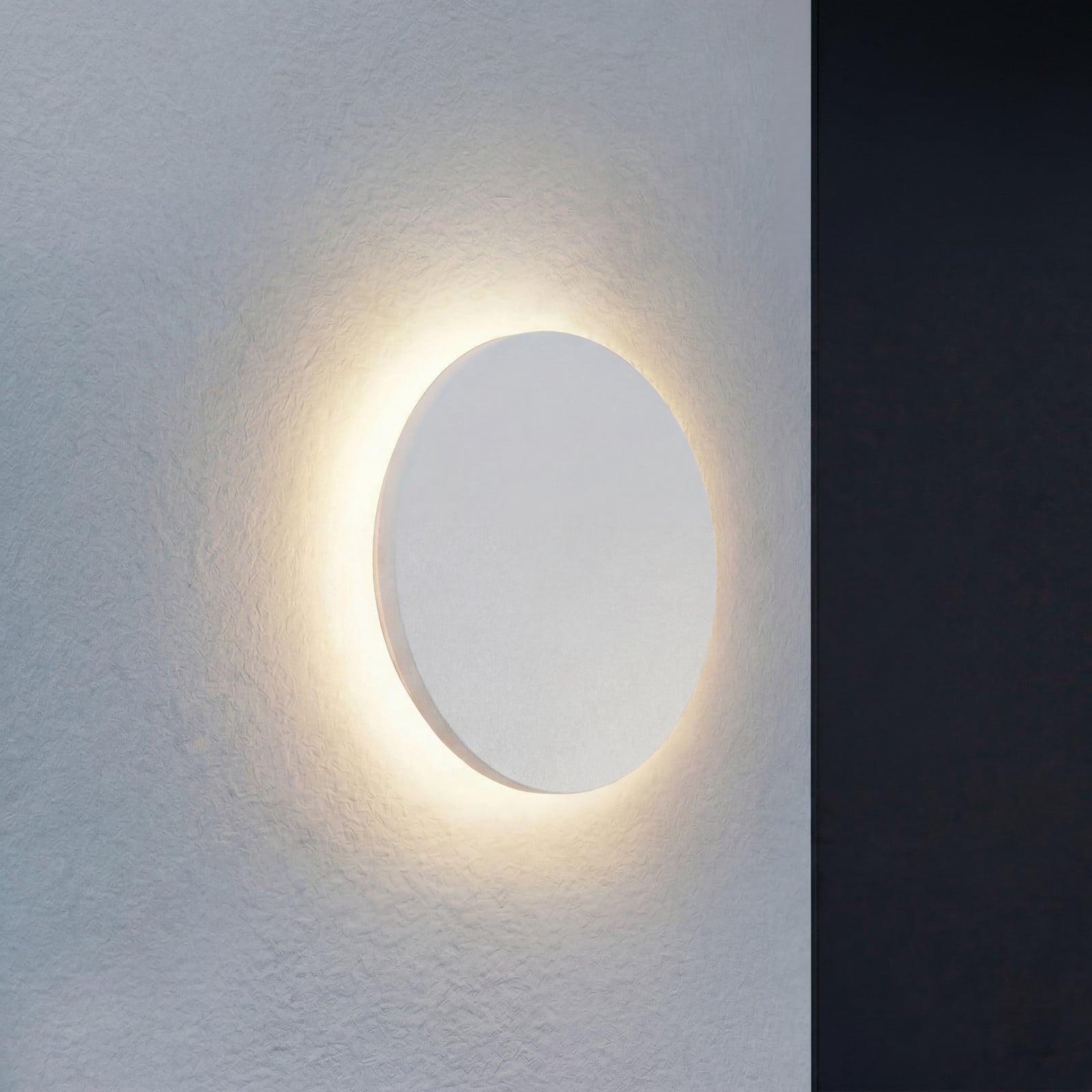 Aplique LED para exterior Selinel, Ø 23 cm, con número de casa, blanca, metal - Lindby - Moderno - Redonda