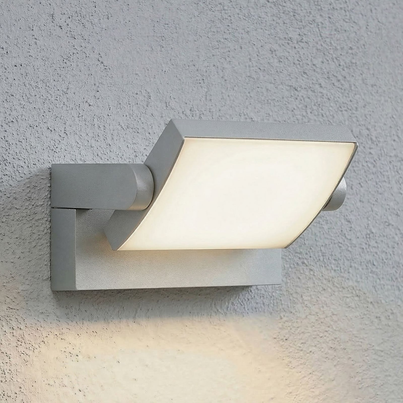 Aplique LED para exterior Sherin IP54, gris claro, orientable - Lindby - Balcón - Moderno - Aluminio - Angular