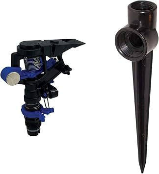 Aqua Control C2283B Aspersor de Impacto & C170625 - Pincho Porta aspersor, Color Negro