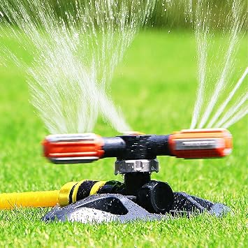 Aspersors Jardín,Aspersores de Riego Cesped de 360 ° Automático,3 Brazos Ajustables Sprinkler Jardin para Equipos de riego, Sistema de riego para aspersores de césped