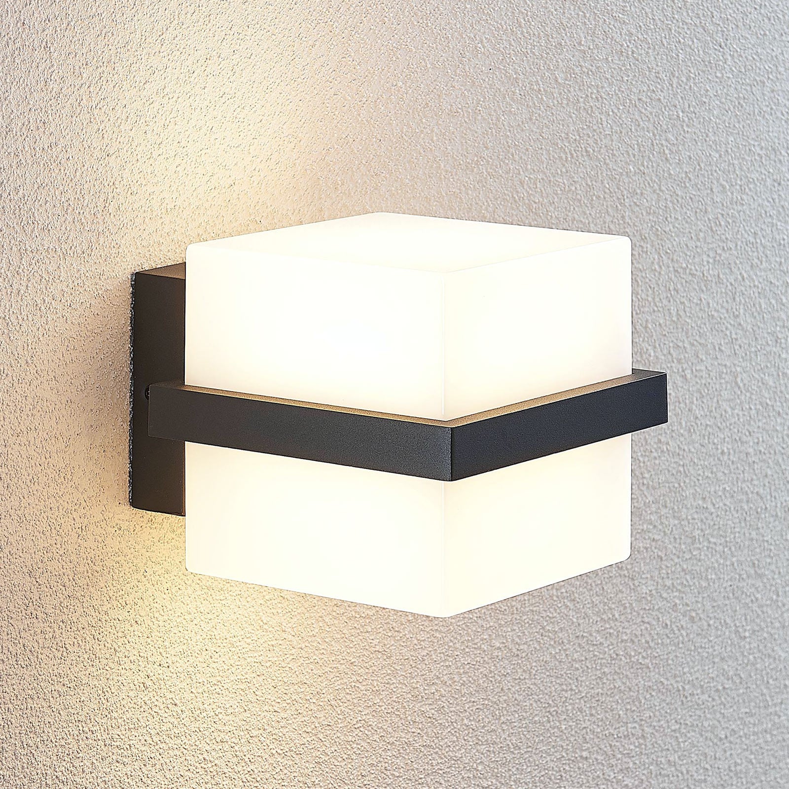 Auron LED Aplique Exterior Dark Grey - Lindby - Terraza - Moderno - Plástico - Angular
