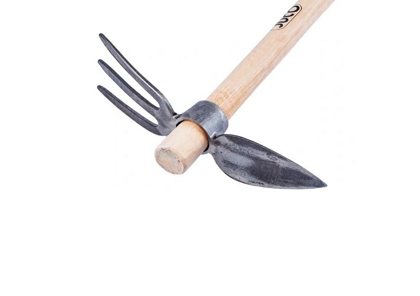 Azada de jardín Juco de 3 dientes, forma de corazón, 110 mm, herramienta de mano para cultivo, deshierbe y plantación, acero inoxidable endurecido por inducción