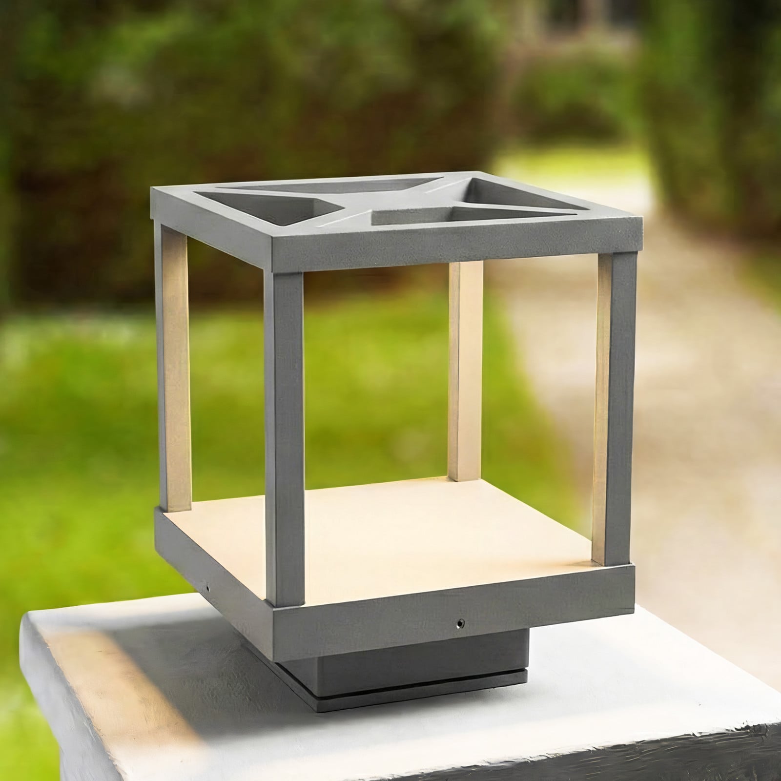 Baliza LED Lealan, 23 cm, IP54, gris, metal - Lucande - Terraza - Moderno - Aluminio - Angular