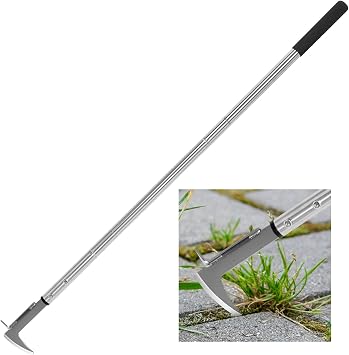 BARAYSTUS Cuchillo desherbador manual de mango largo140-105-65 cm, ajustable, herramienta ergonómica para jardín
