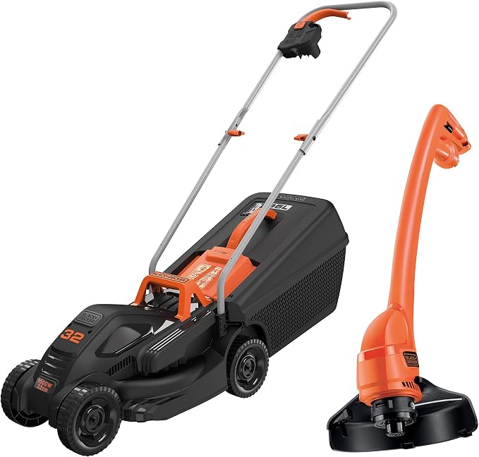 BLACK+DECKER Cortacésped eléctrico 1000W, Ancho de Corte 32 cm,