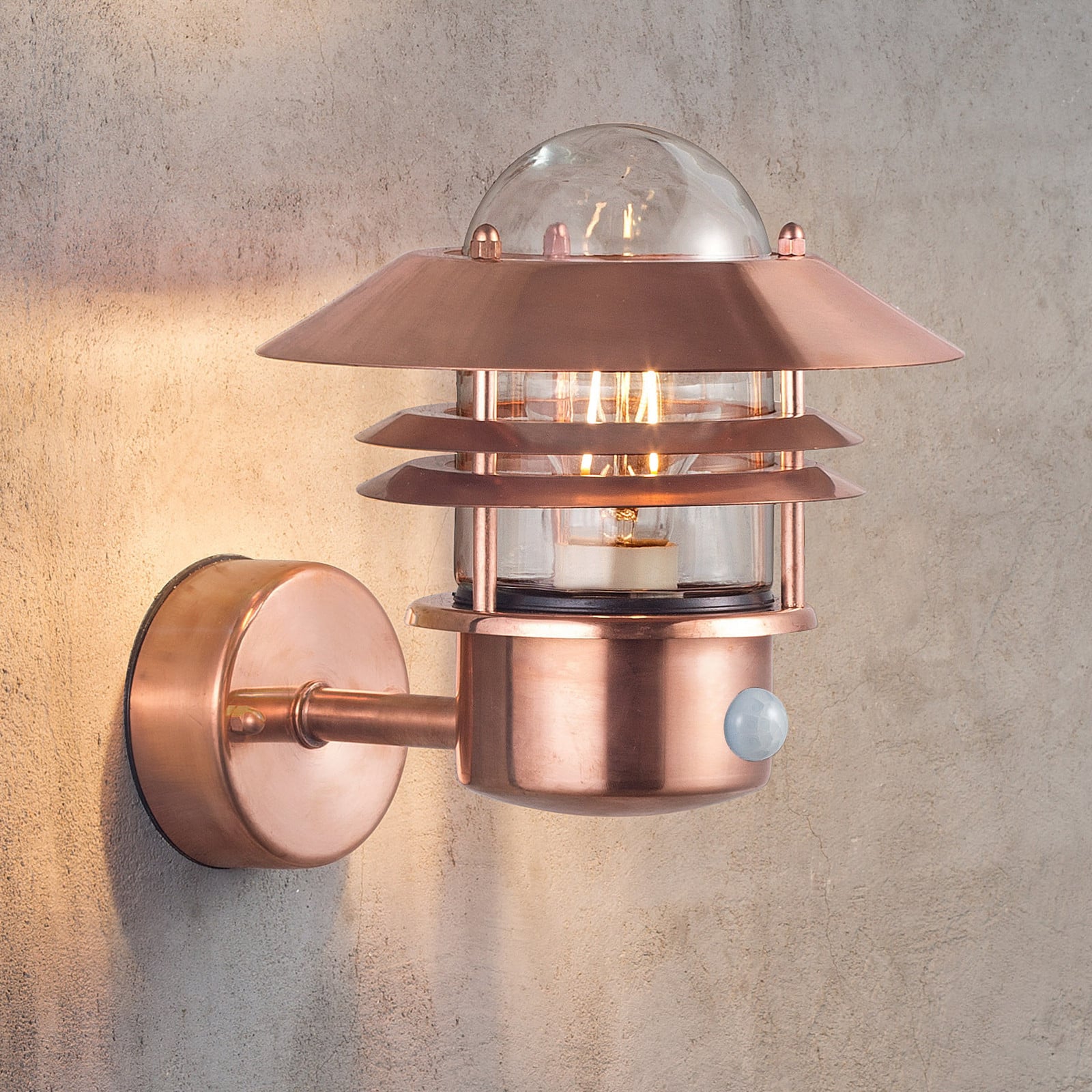 Blokhus Up Aplique de Pared w/Sensor Copper - Nordlux - Moderno - Vidrio