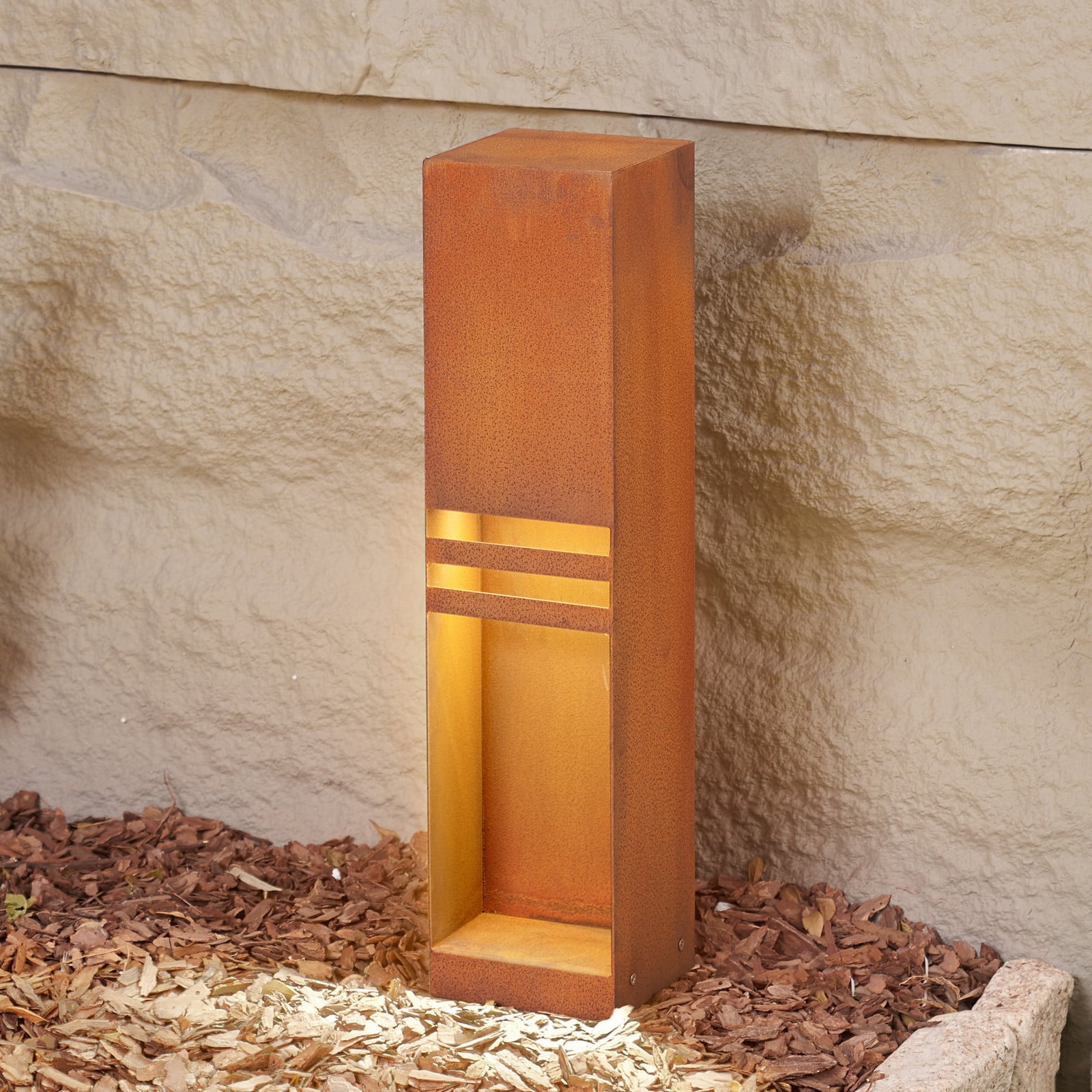 Bolardo LED Oxido Óxido H50 - Lucande - Terraza - Moderno - Metal - Angular