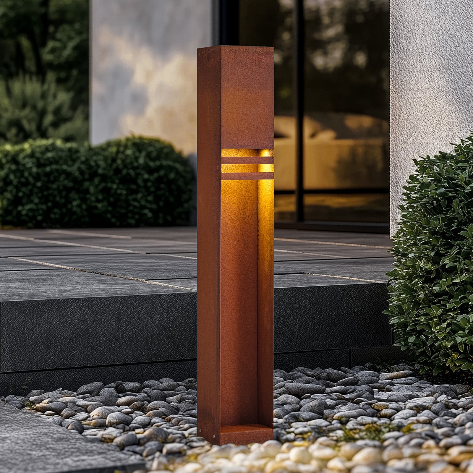 Bolardo LED Oxido Óxido H80 - Lucande - Terraza - Moderno - Metal - Angular