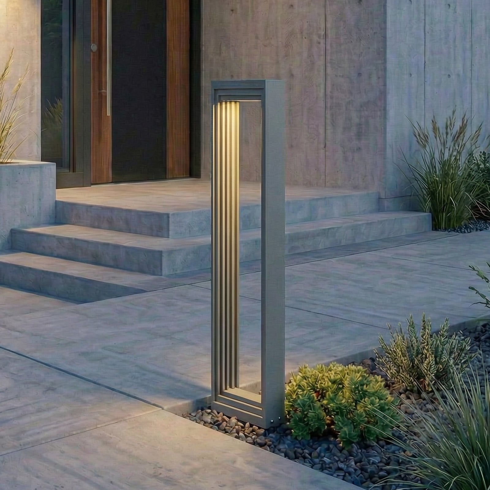 Bolardo luminoso LED Ashkan, altura 60 cm, antracita, IP65 - Lucande - Moderno - Metal - Angular