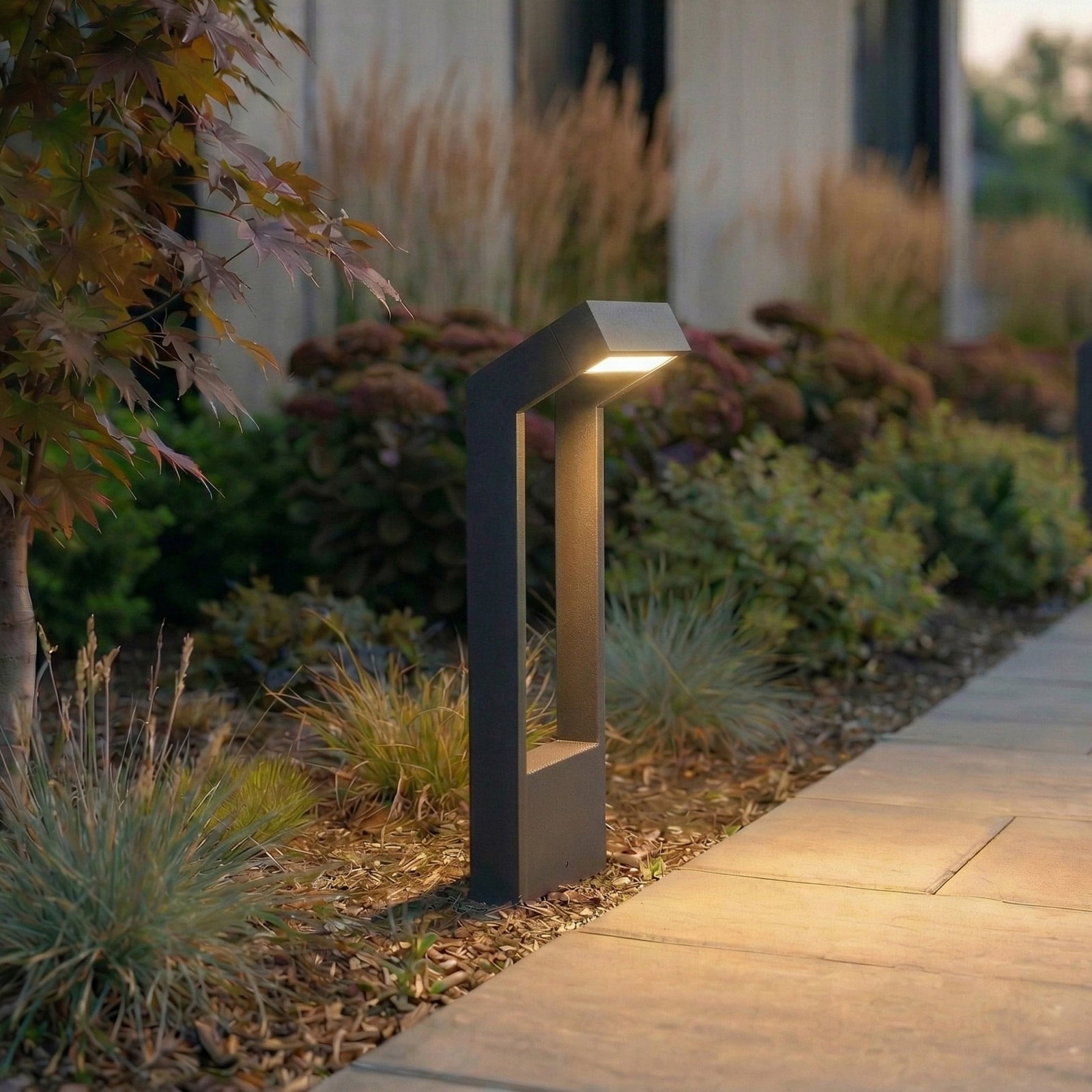 Bolardo luminoso LED Kovato, altura 60 cm, gris oscuro, IP65 - Arcchio - Moderno - Metal - Angular
