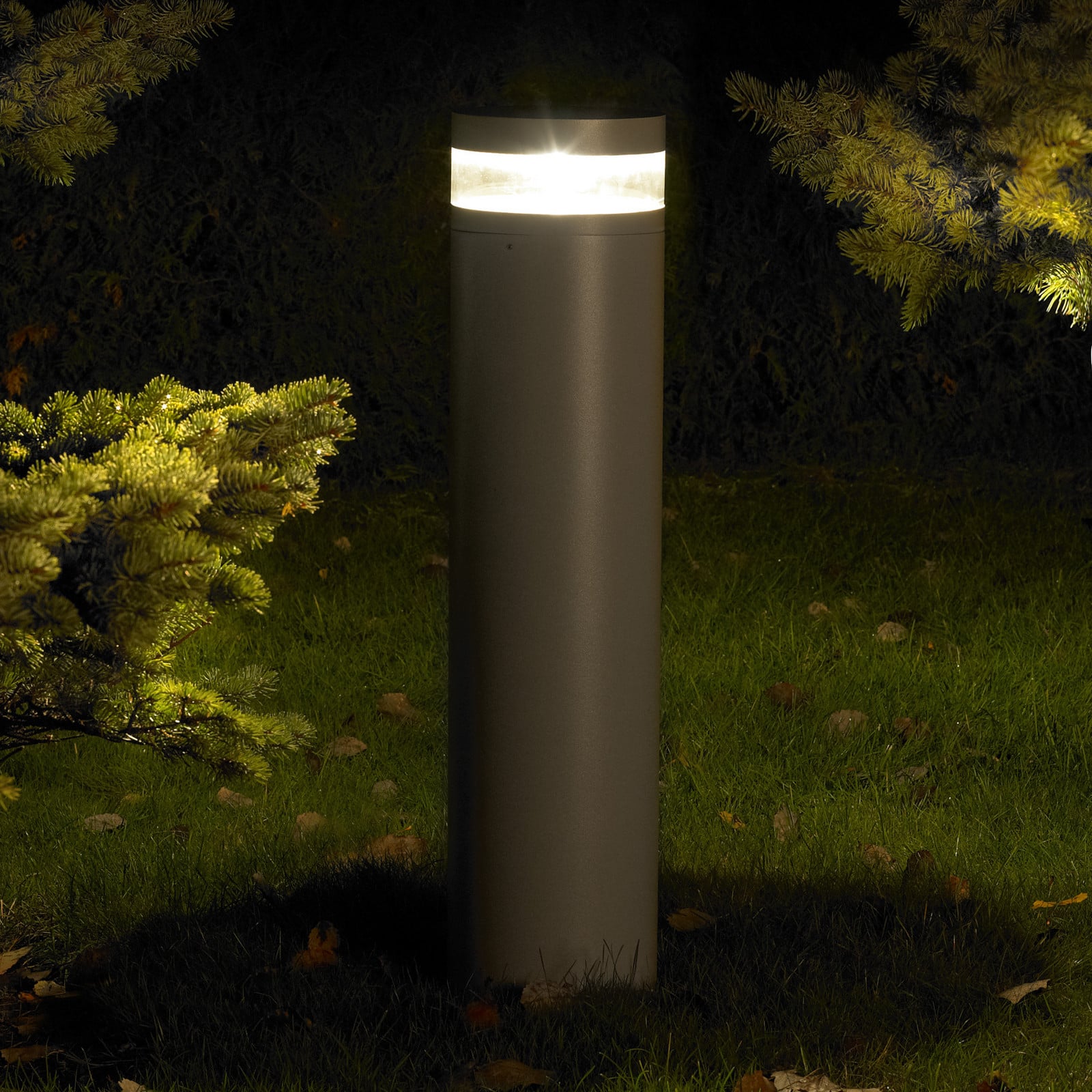 Bolardo luminoso LED tipo bolardo Stavanger alta con anclaje al suelo grafito - Norlys - Aluminio