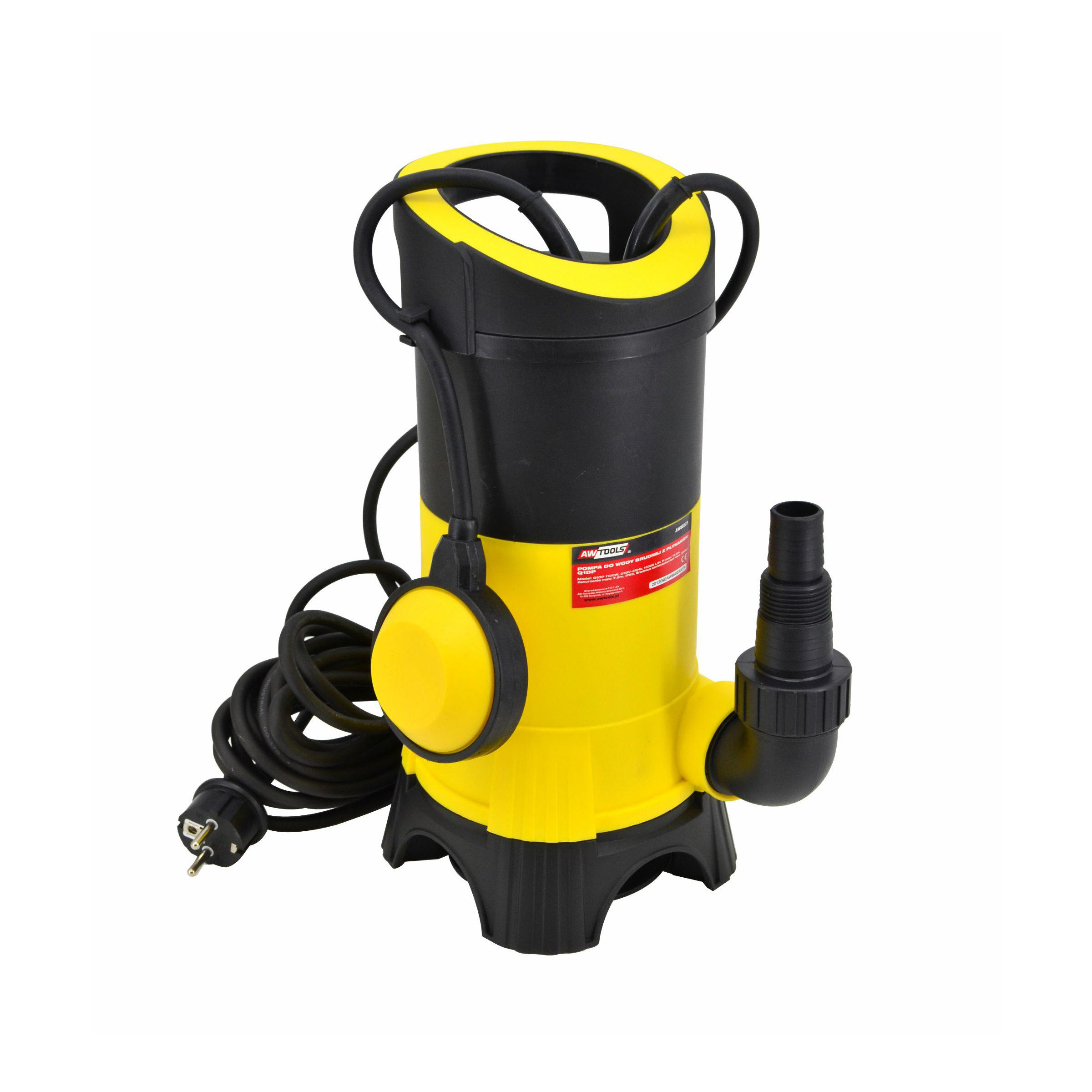 Bomba de agua sucia Awtools, modelo con flotador 650W Q1DP, ideal para drenaje de aguas residuales, alta eficiencia, diseño robusto, perfecta para limpieza y mantenimiento exterior.