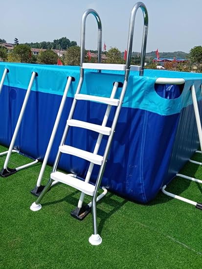 BOTOWI Escalera De Seguridad para Piscinas, 2/3/4 Peldaños 304 Escalera De Piscina De Acero Inoxidable, Peldaños Plataforma Antideslizantes Escaleras Piscina Elevadas, Capacidad 500 Lbs