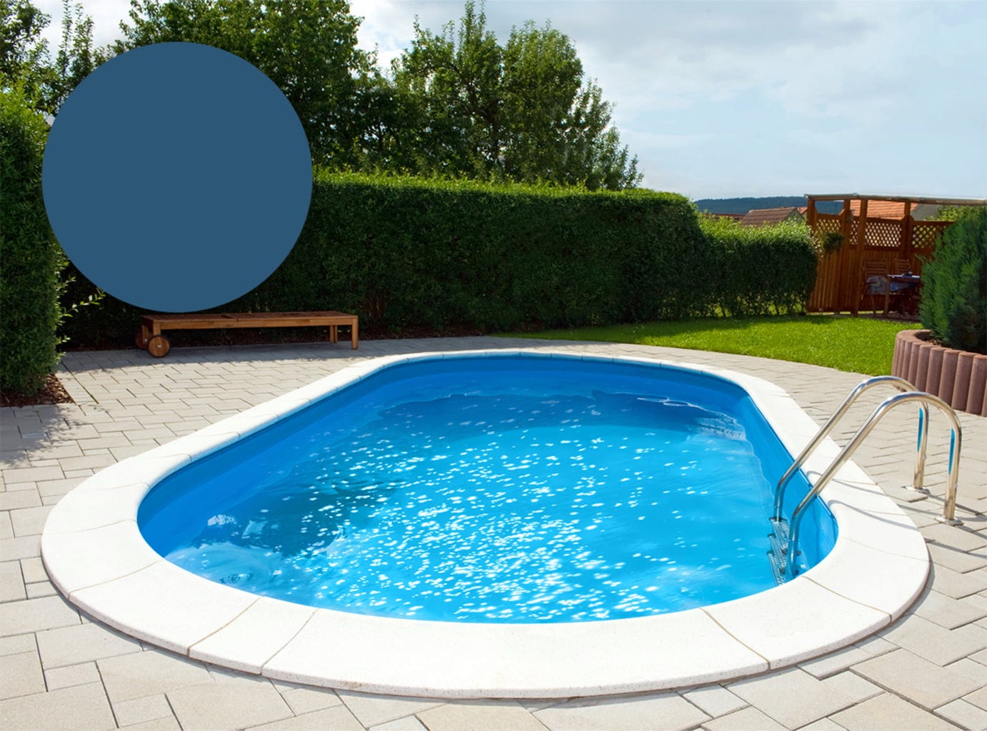 BWT Poolfolie Oval 366 x 550 x 125 cm - Adriablau - Stärke 0,6 mm / ohne Biese (überlappend)