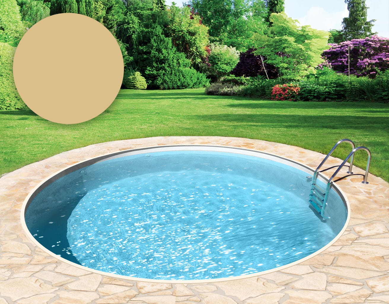BWT Poolfolie Rund Ø 450 x 120 cm - Sand - Stärke 0,8 mm / mit Einhängebiese P1