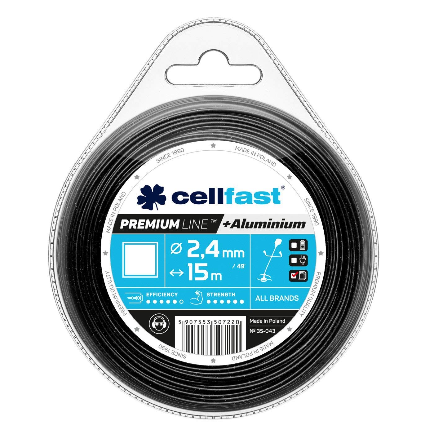 Cellfast Hilo Para Desbrozadoras Hilo Desbrozadora Premium Cuadrado 2,4 mm 15 m