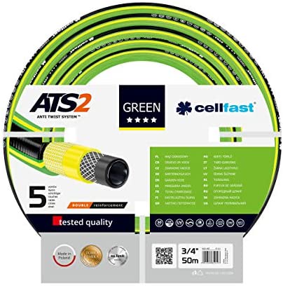 Cellfast Manguera Jardín Jardineria para Regar Flexible De 5 Capas Hilo De La Mejor Calidad Resistente A Los Rayos UV 3 4 Pulgadas 50 Metros Green