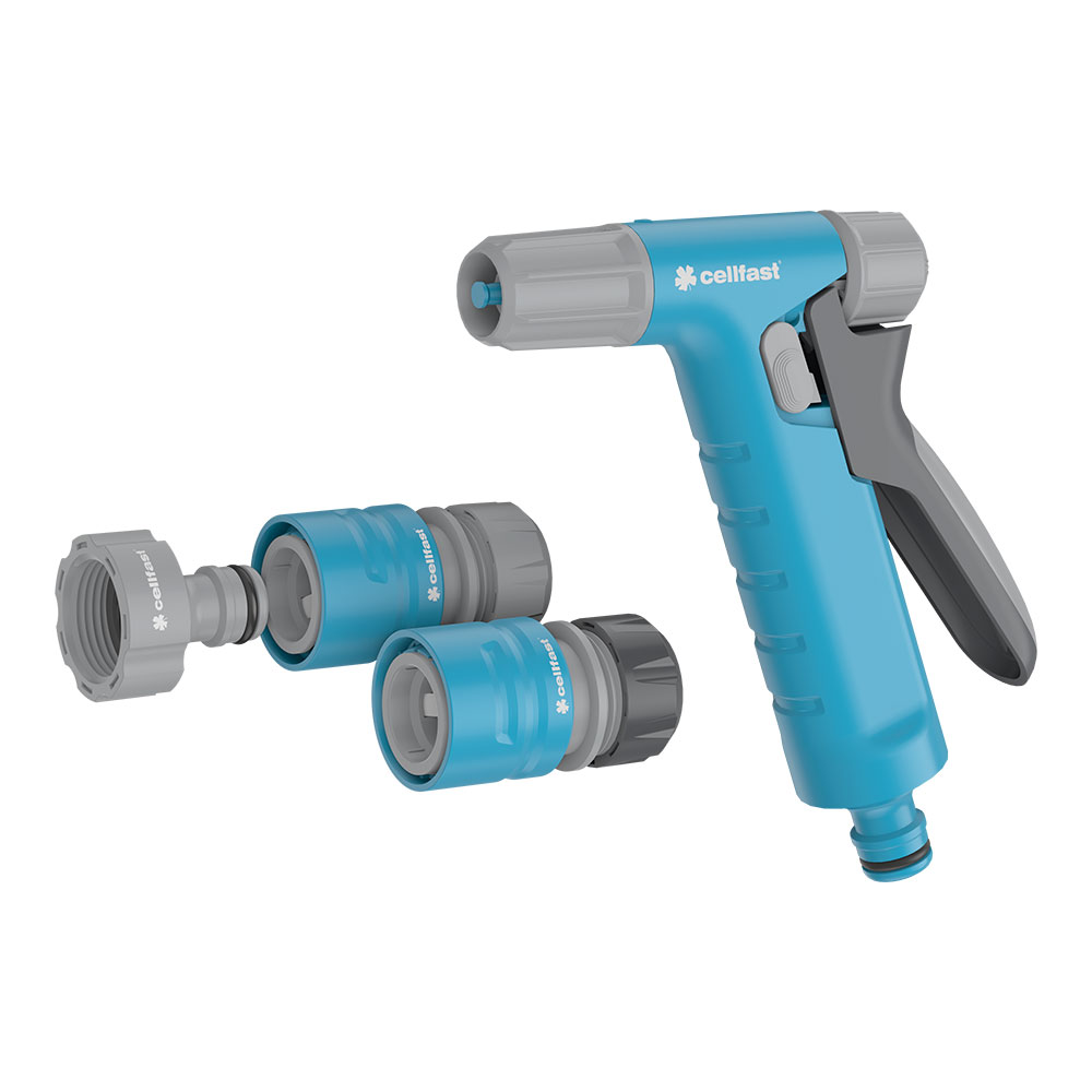 CELLFAST Pistola De Riego Set Aspersor De Césped Para Césped Flores Plantas Conexión Rápida Conexión Hydron cellPRO 1/2" - 5/8"