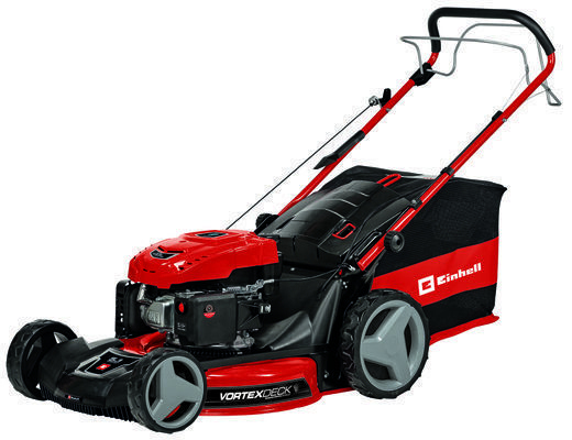 Cortacésped de empuje a gasolina, Einhell GC-PM 56/2 S HW, ideal para jardines grandes, motor potente, tracción trasera, corte de 56 cm, color negro y rojo