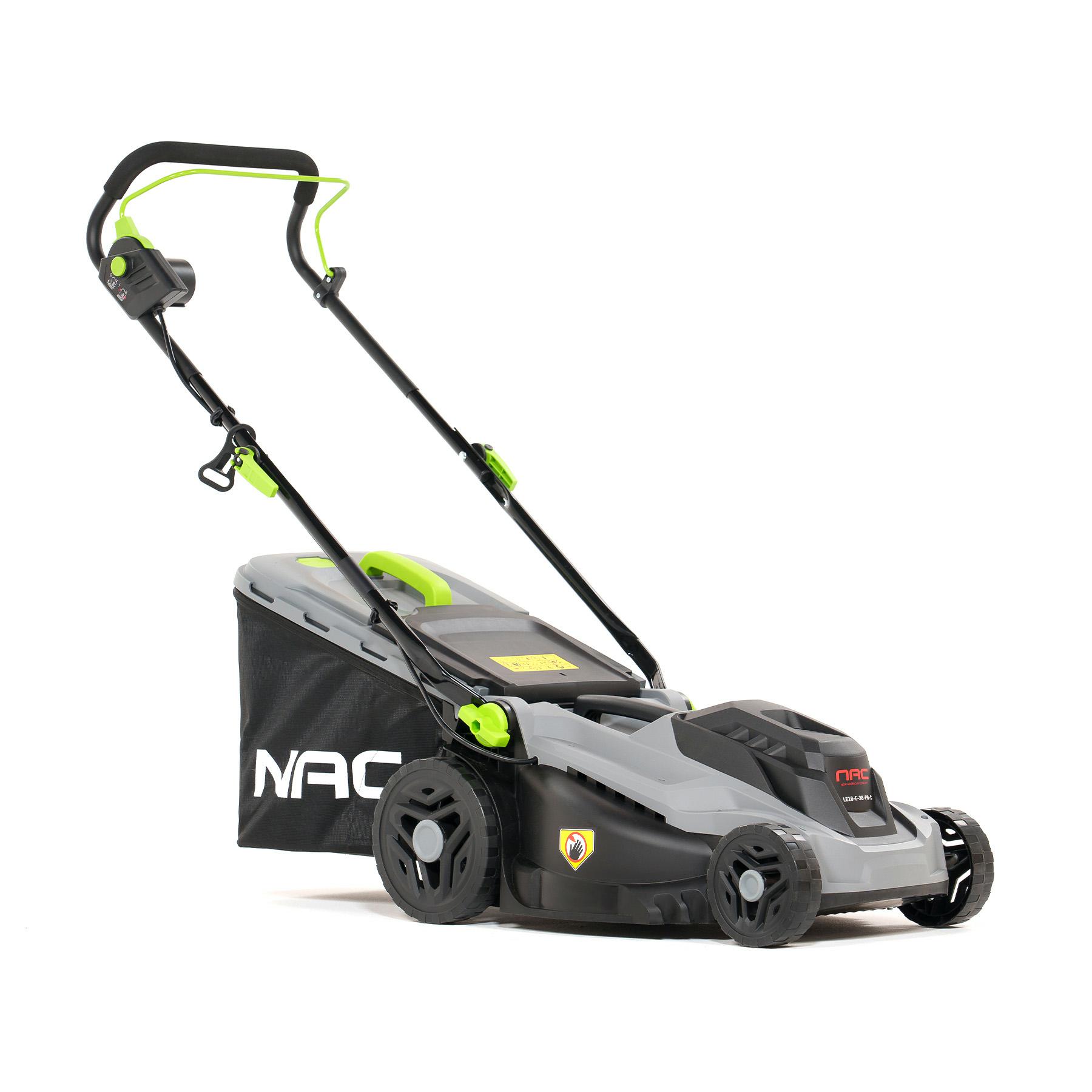 Cortacésped eléctrico Nac 1600W, motor potente, diseño ergonómico, ideal para jardines pequeños y medianos, corte preciso y eficiente, fácil manejo y almacenamiento