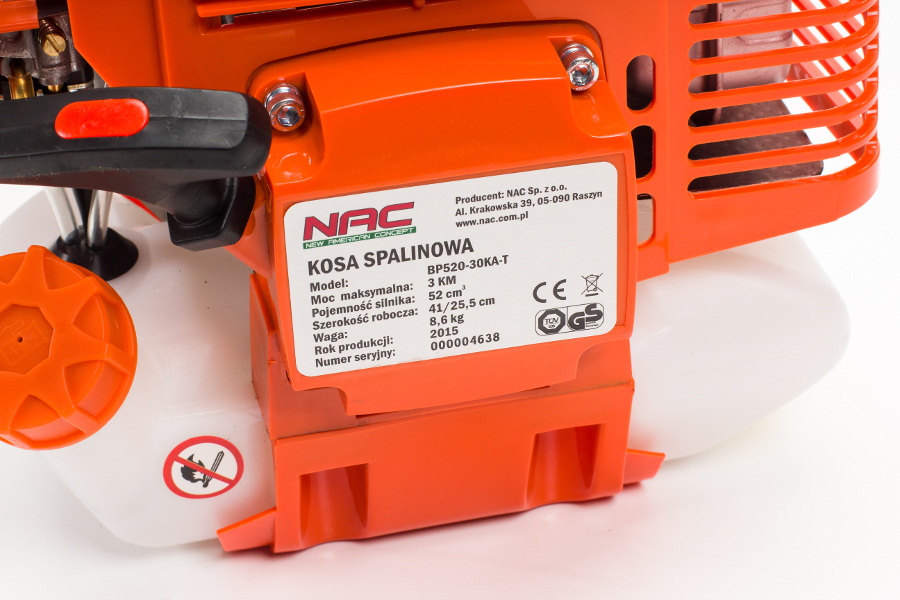 Desbrozadora de Gasolina Nac 52cc 2,7nm con motor potente, par motor elevado, sistema anti-vibración, ideal para trabajos exigentes en jardinería y corte de maleza