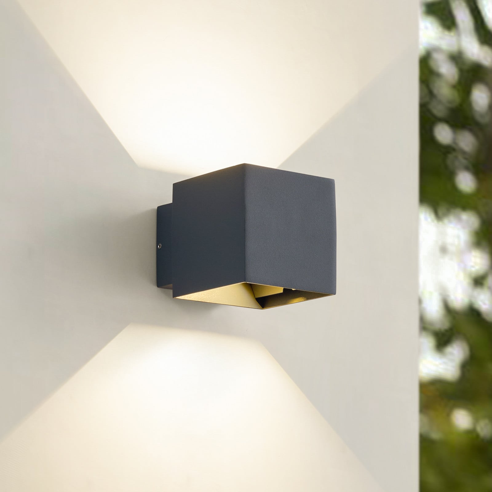 Esani LED Aplique Exterior Antracita - Lindby - Balcón - Moderno - Aluminio - Angular