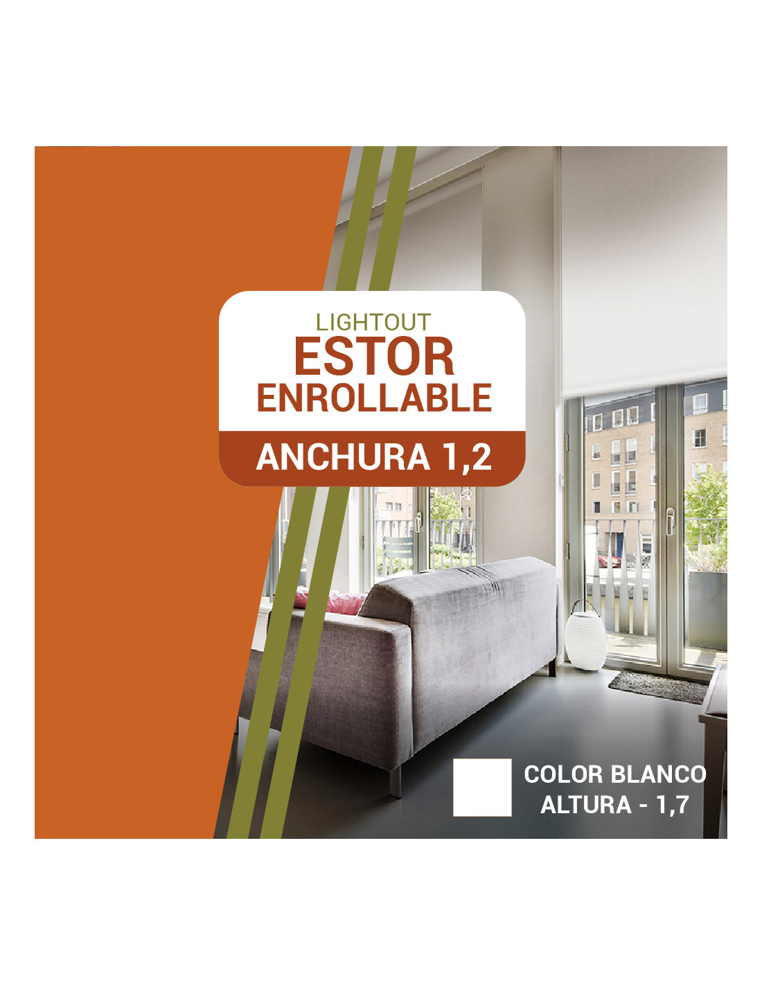 Estor Blanco 24 - 72h | LightOut Opaco | Ancho 1,2 - Largo a Elegir