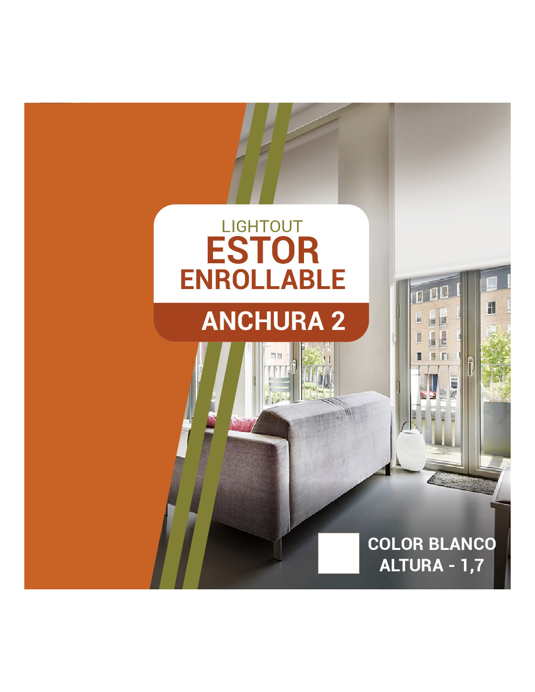 Estor Enrollable LightOut Opaco | Ancho 2 m - Largo a Elegir