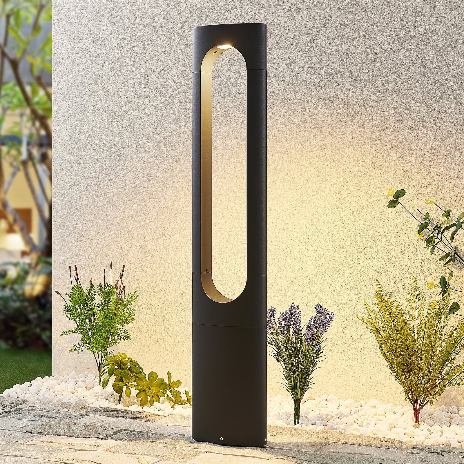 Fenti LED Lámpara  Exterior/Jardín H90 Dark Grey - Lucande - Terraza - Moderno - Metal - Bombilla única