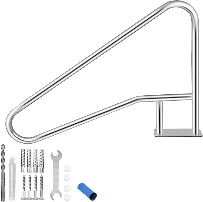 Garvee Pasamanos para Piscina de Acero Inoxidable 304, 140 x 81 cm, Recto