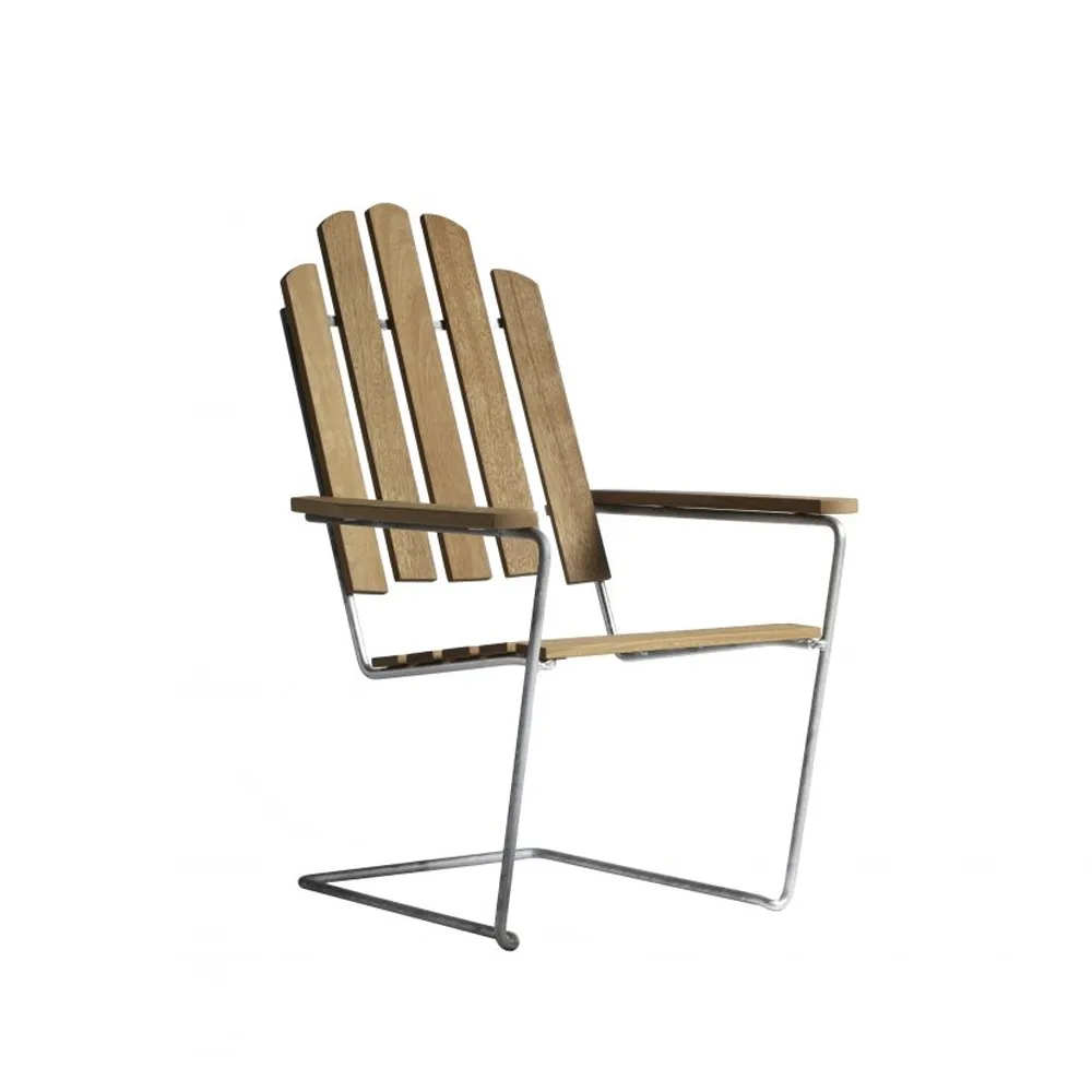 Grythyttan Stålmöbler Silla para tomar el sol A3 Roble aceitado - estructura galvanizada en caliente
