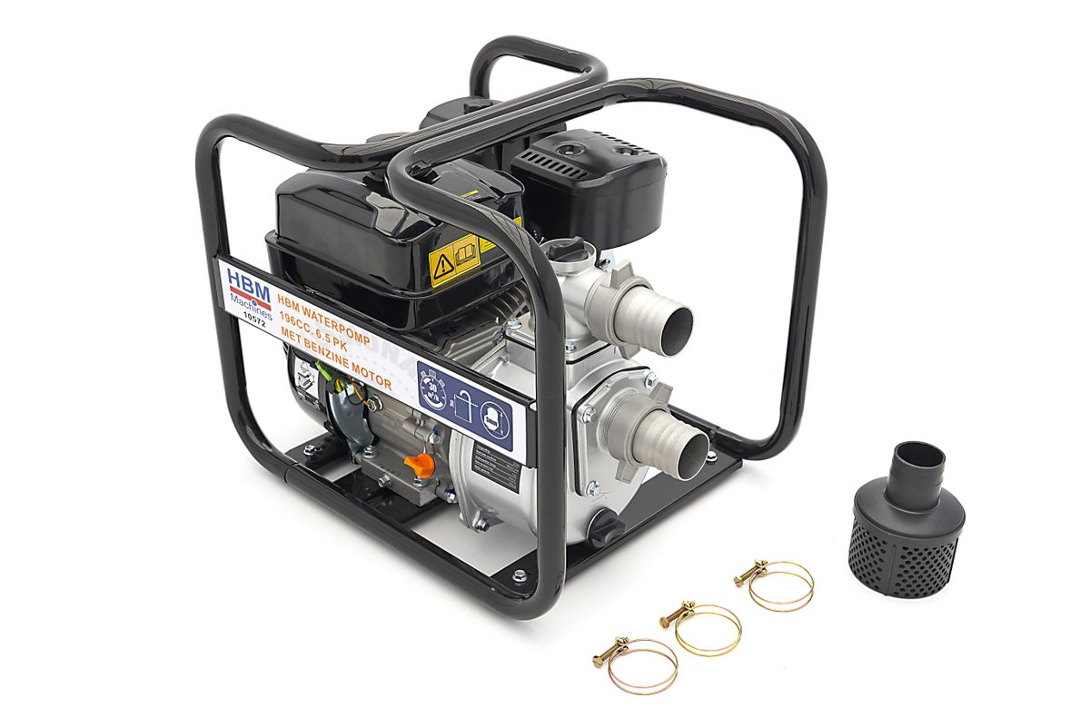 HBM Bomba de agua 196cc. 6.5 HP con motor de gasolina