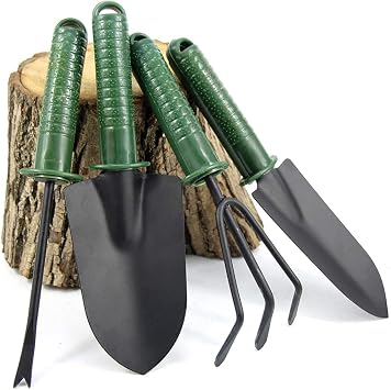 Herramientas Jardinerías Set, 4 Piezas Mini Jardín Planta Herramienta Rastrillo, Rastrillo de Jardín, Utensilios Para Semillas y Flores, Set De Podar Malas Hierba para Hombres y Mujeres (Verde)