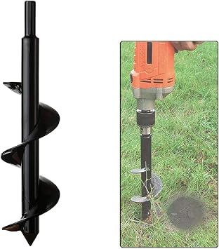 Jardín Excavadora de taladro, Cultivador de suelo Broca, Caña del hex Inoxidable, Taladro sembradoras para ahoyadora Profundamente, Herramientas para Flor Plantando árboles Arbustos (Diá:8cm L:30 cm)