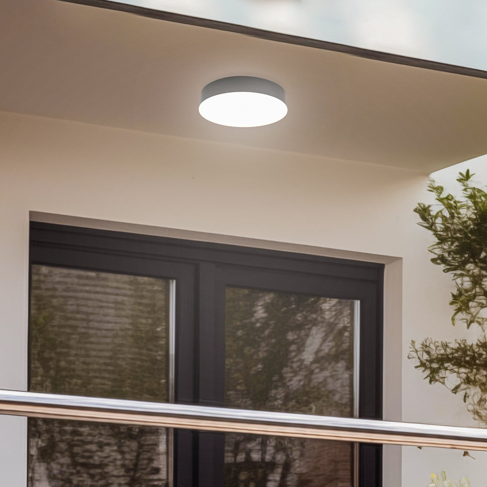 Lahja LED Lámpara de Techo Exterior IP65 Dark Grey - Lindby - Balcón - Moderno - Plástico - Redonda