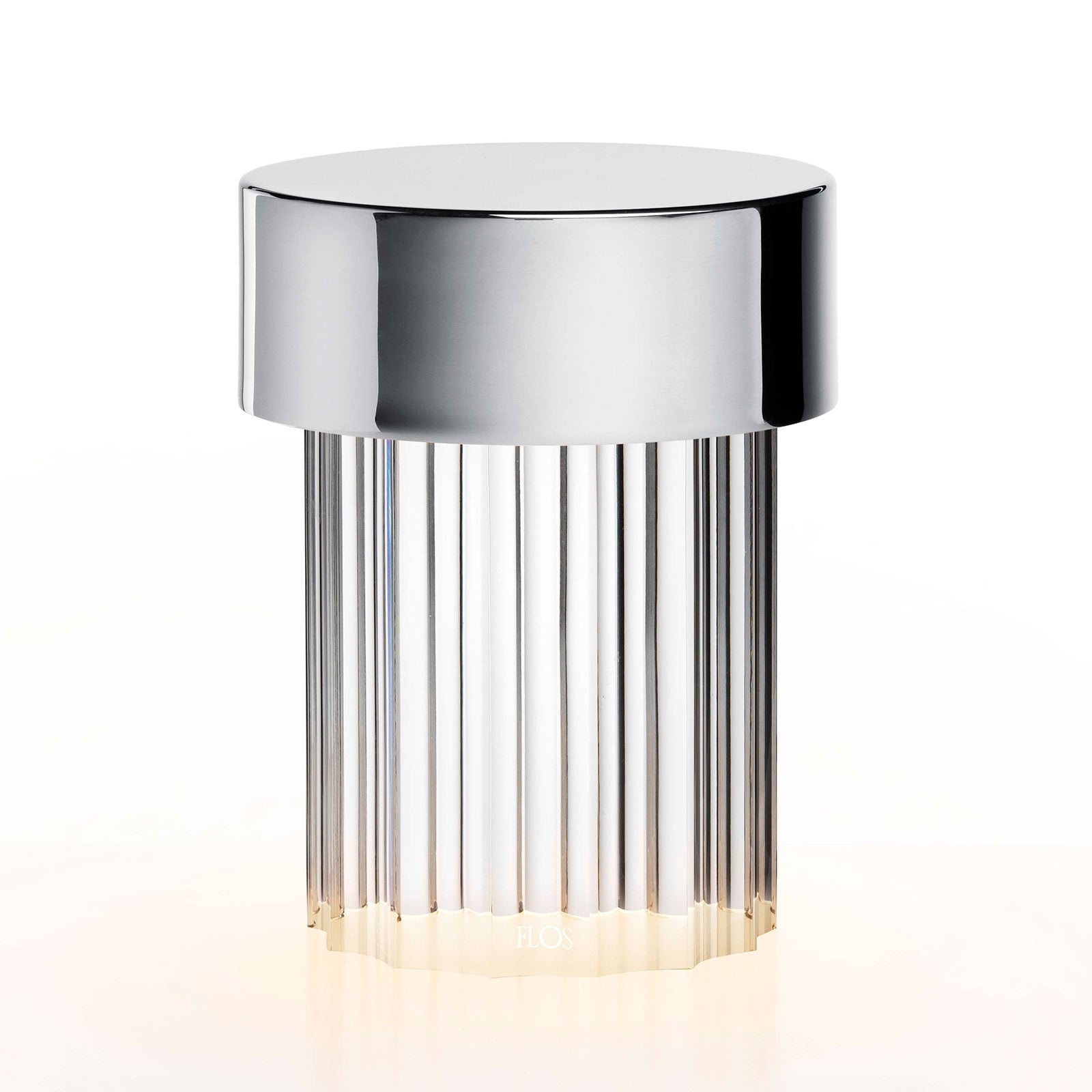 Lámpara de mesa Last Order Fluted Portable Polished Inox - FLOS - Sala de estar / salón - Diseño - Vidrio