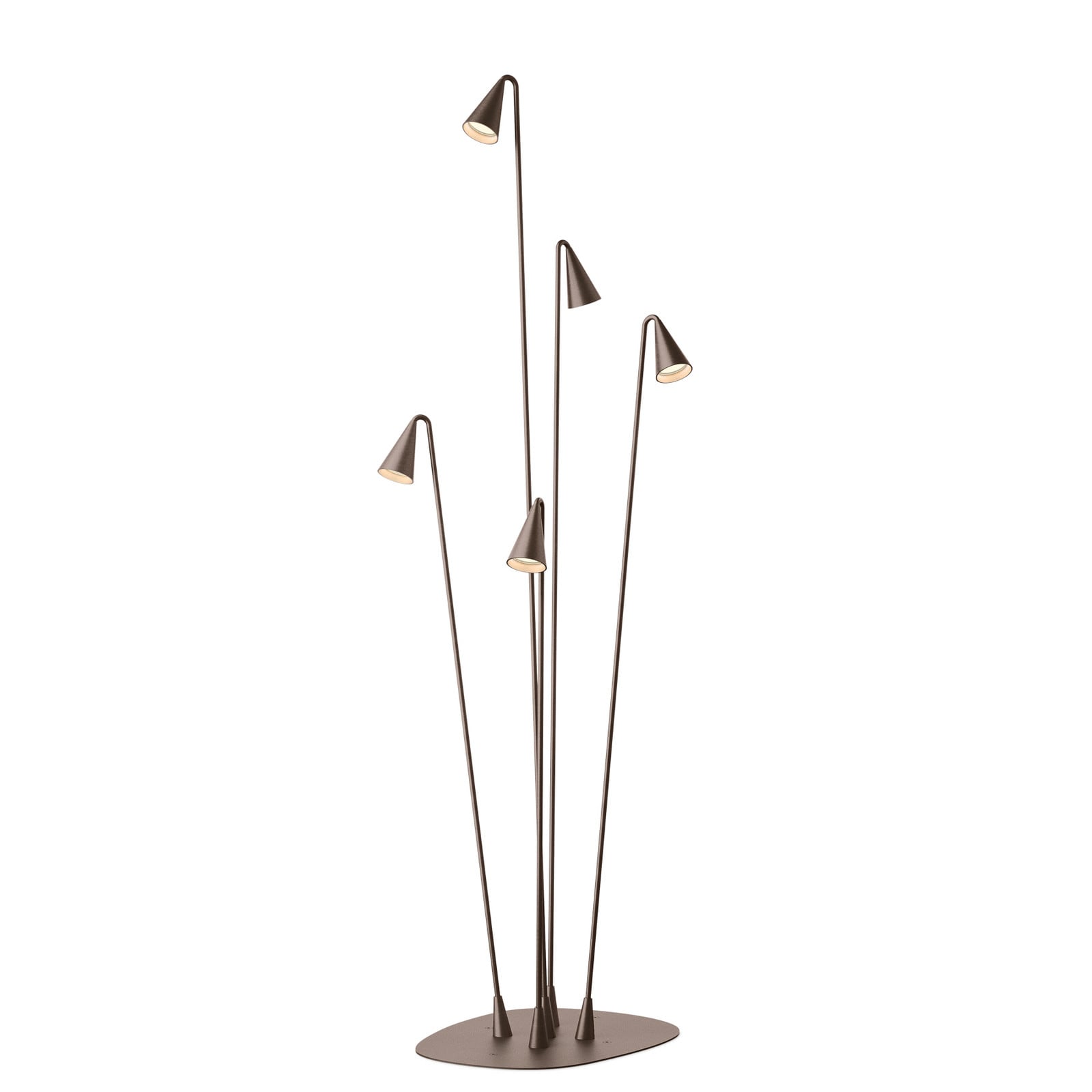 lámpara de pie LED exterior Brisa, 5 luces, marrón - Vibia - Diseño - Plástico