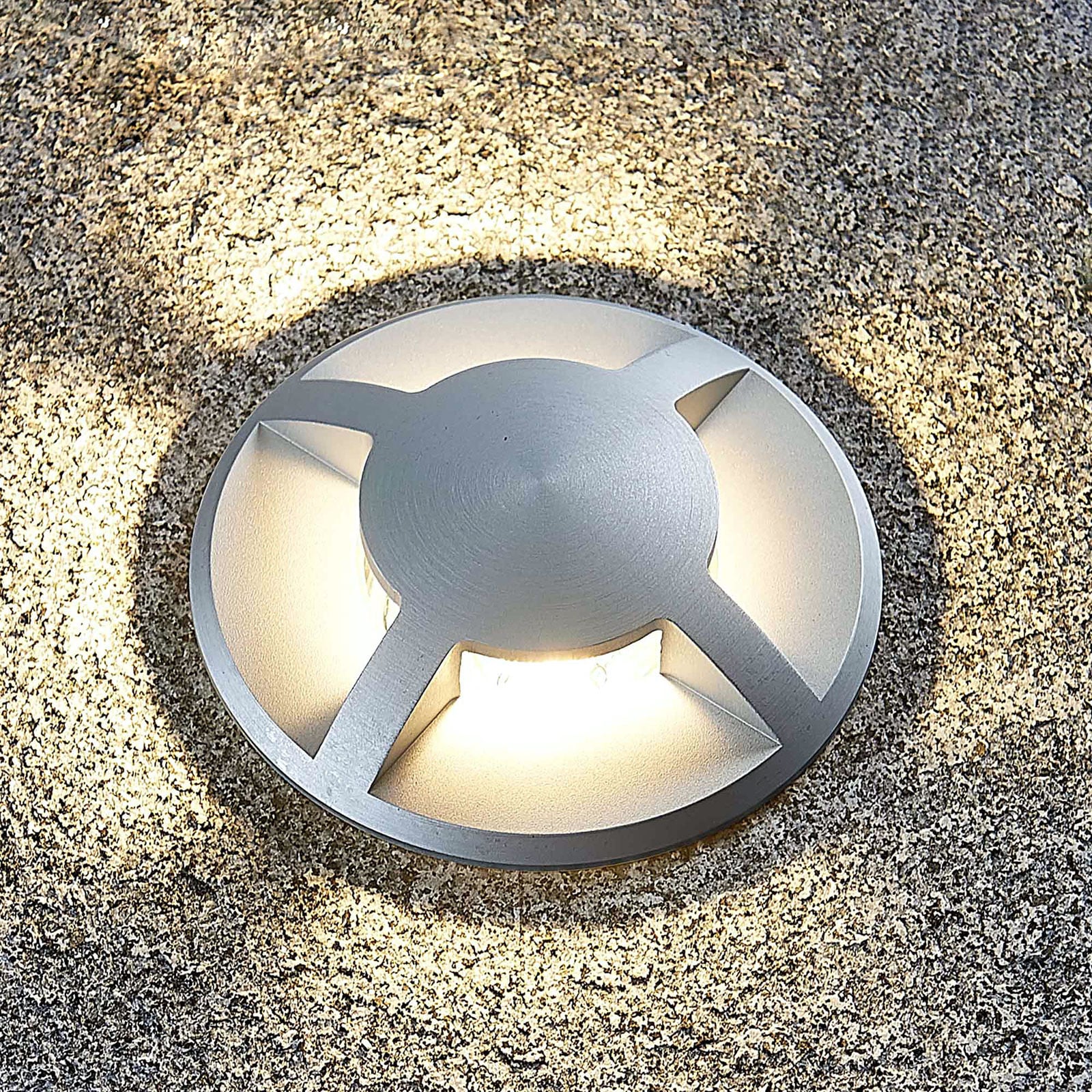 Lámpara de suelo empotrable Milara, 4 puntos de luz, GU10 - Lucande - Terraza - Moderno - Aluminio - Redonda