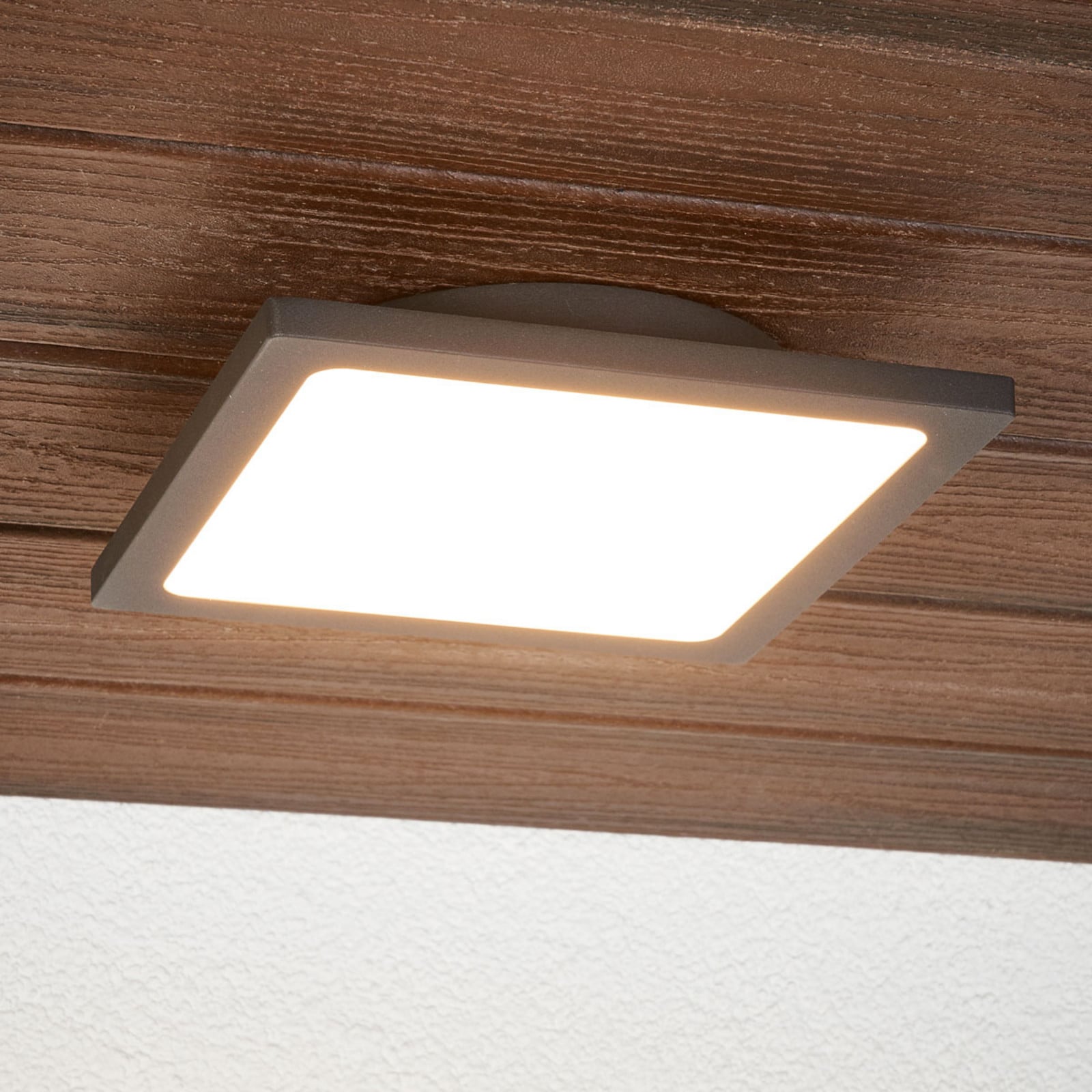 lámpara LED de techo para exterior Mabella, 23 cm, sensor, IP65 - Lucande - Balcón - Moderno - Aluminio - Angular