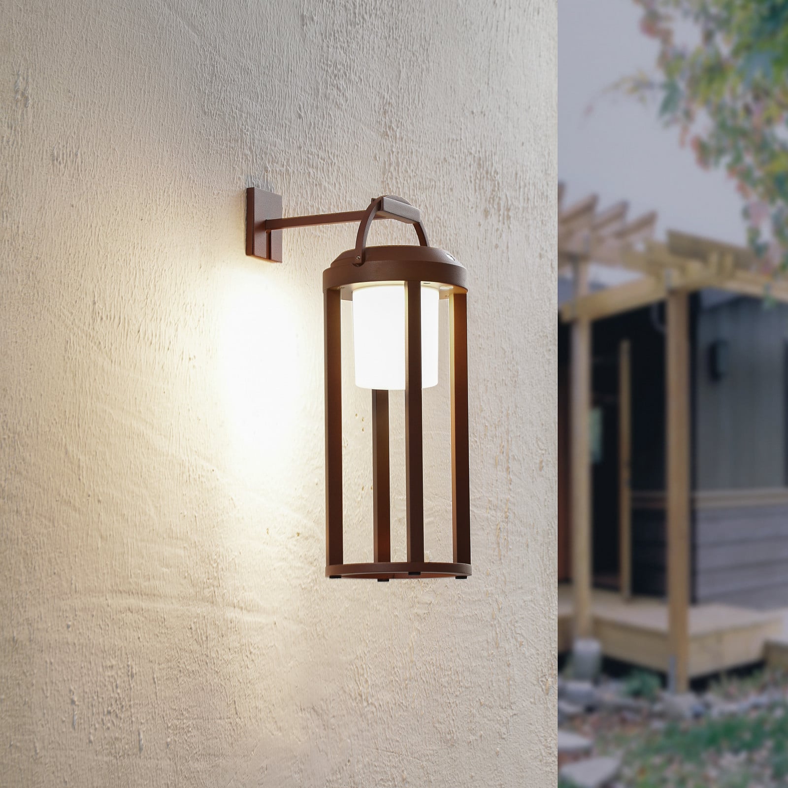 Lámpara solar Tilena Round óxido - Lucande - Balcón - Moderno - Aluminio - Farol