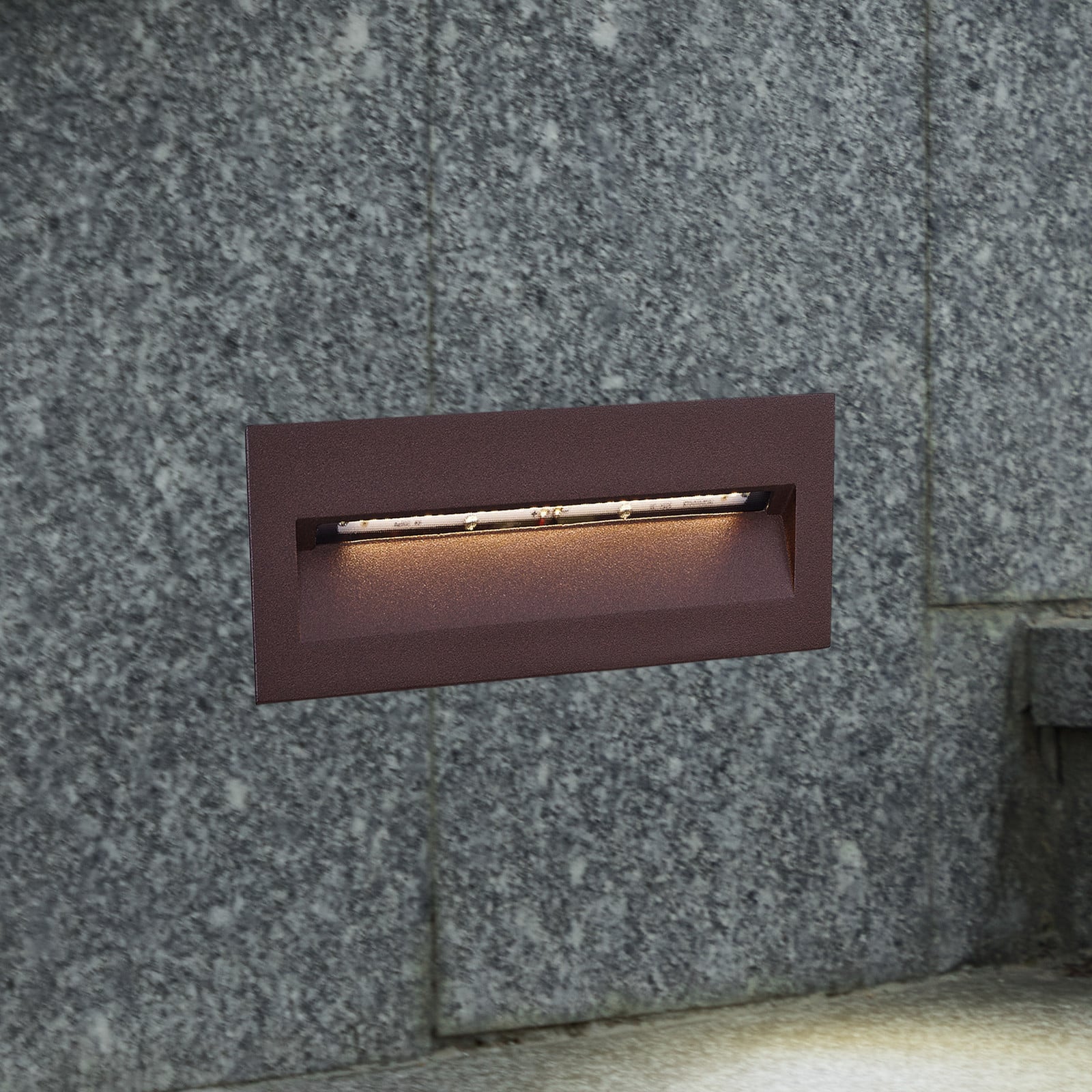 Loya LED Indbygnings Aplique de Pared 23x8 IP54 Óxido - Lucande - Terraza - Moderno - Aluminio - Angular