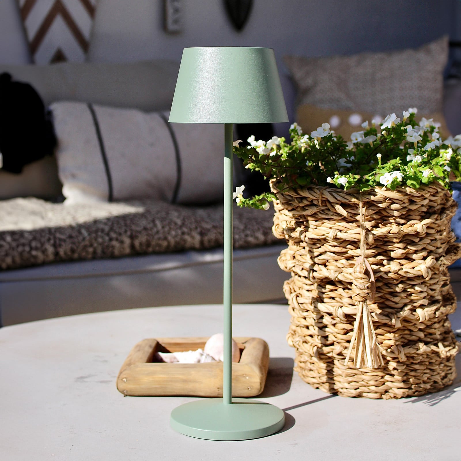 Modi Portable Lámpara de Sobremesa Green Grey - Loom Design - Sala de estar / salón - Moderno - Metal - Con pantalla
